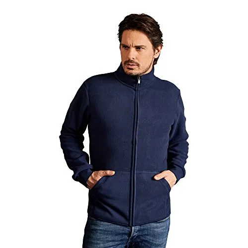 Doppel-Fleece Jacke Herren, Marineblau-Hellgrau, L
