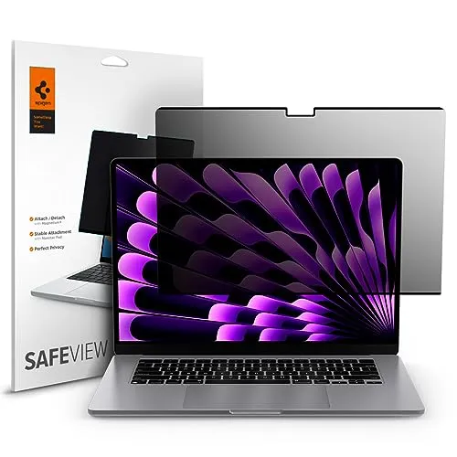Spigen SafeView Magnetischer Blickschutzfilter für MacBook Air 15 Zoll - Sichtschutzfilter für persönliche Daten, wiederverwendbar und blendschutzoptimiert