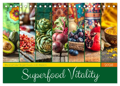 CALVENDO Wandkalender Superfood Vitality - Die Kraft der Superfoods in KI-Bildern (Tischkale