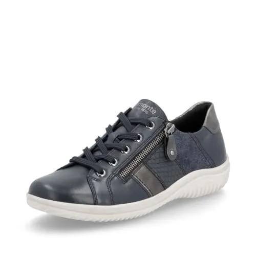 Remonte Damen Low-Top Sneaker D1E00, Frauen Halbschuhe,lose Einlage,Freizeit,straßenschuhe,Strassenschuhe,Sportschuhe,Turnschuhe,blau Kombi (14),41 EU
