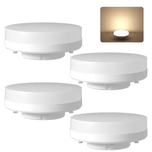 HCFEI GX53 LED Leuchtmittel 6W 230V warmweiß 2700K IP44 Deckenleuchte Unterbauleuchte Blinkfrei Strahler (4 Stück (1er Pack))