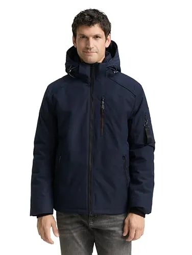 Tom Tailor Herren Winterjacke mit Abnehmbarer Kapuze