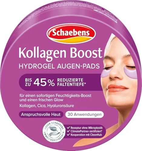 Schaebens Kollagen Boost Hydrogel Augen-Pads, 60 Stück für 30 Anwendungen