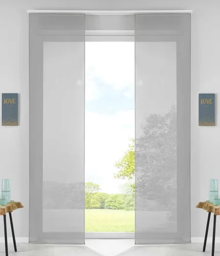 Schiebegardinen Flächenvorhänge 245x60 cm Grau - Gardinen & Vorhänge, eleganter Voile-Stoff für eine luftige Raumgestaltung, ideal für moderne Wohnräume.