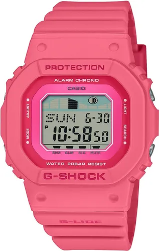 Casio G-Shock GLX-S5610-4ER - Sportliche Armbanduhr mit 200m Wasserdichtigkeit, ideal für Schwimmen und Tauchen. Funktionen wie Mondphasenanzeige, Gezeitenkarte und drei Alarme machen sie zum perfekten Begleiter für aktive Frauen.