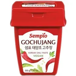 SEMPIO Chilipaste Scharf Gochujang 500g – Koreanische Chili Paste - Fertiggerichte: Scharfe Gochujang Paste aus Korea, perfekt zum Würzen von Suppen und Saucen oder als Dip. Vegan und würzig mit 11% Chilipulver für ein intensives Geschmackserlebnis.