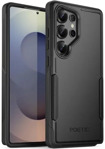 Poetic Neon-Schutzhülle für Samsung Galaxy S25 Ultra 5G, zweilagig, robust, leicht, schlank, stoßfest, Schwarz