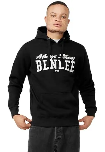 BENLEE Herren Kapuzensweatshirt HOOD STRONG L, Black - Kapuzenpullover für Herren in schmaler Passform, aus hochwertiger Baumwolle und Polyester mit auffälligem Druck und praktischer Kängurutasche für zusätzlichen Komfort.
