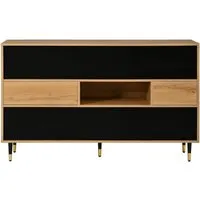 PXloue Sideboard 140 cm in Holzoptik Schwarz
