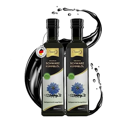 Sunnah Shop® Schwarzkümmelöl ungefiltert & kaltgepresst 250ml (2er Pack) | Black seed oil | 100% naturrein aus echten ägyptischen Nigella Sativa | schwarzkümmelöl ungefiltert