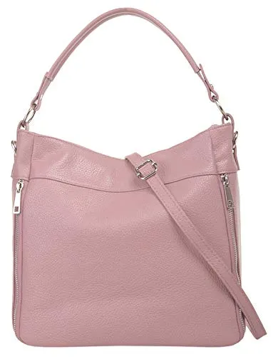 Cluty Henkeltasche aus echtem Leder, Made in Italy - lila - Handtasche aus hochwertigem, echtem Leder, Made in Italy. Mit abnehmbarem, verstellbarem Schulterriemen und praktischem Handyfach - ideal für den stilvollen Alltag.