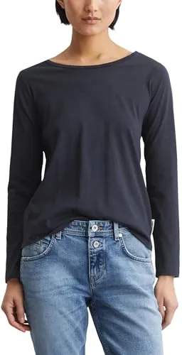 Marc O'Polo Damen Langarmshirt aus Bio-Baumwolle, Blau (Manic Midnight), XXL - Tops, T-Shirts & Blusen für Damen – Hergestellt aus 100% zertifizierter Bio-Baumwolle, bietet dieses Regular Fit Langarmshirt hohen Tragekomfort und zeitloses Design für vielseitige Outfits.