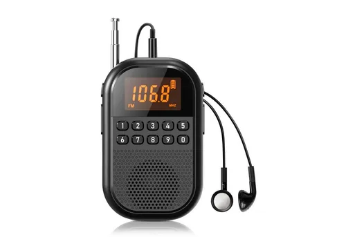 Tekoo Mini Taschenradio AM/FM mit Bluetooth, Akku & TF-Slot Anschluss Radio (UKW (FM), MW (AM), Automatischer Sendersuchlauf, Senderspeicher, 3 W, Sleep-Timer, Taschenformat, Beleuchtetes Display, DSP-Chip)