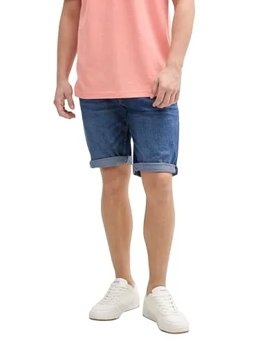 TOM TAILOR Denim TTWAYLEN Relaxed Fit Jeans, Rinsed Blue Denim - Herren-Shorts mit gekrempeltem Beinabschluss, aus weicher Baumwolle-Elasthan Mischung für optimalen Tragekomfort und perfekte Passform.