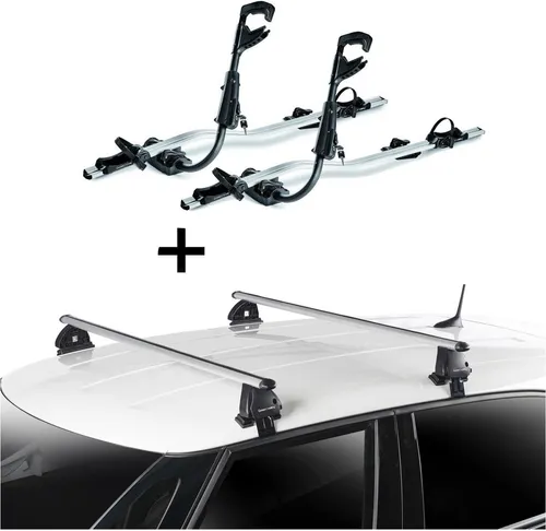 2x Fast Rider Alu Fahrradträger + Dachträger VDP EVO ALU kompatibel mit für VW Golf V (1K) 5 Türer 2003-2008