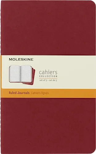 Moleskine S31014 Cahier Notizhefte (liniert, Large, Kartoneinband) 3-er-Set preiselbeerrot