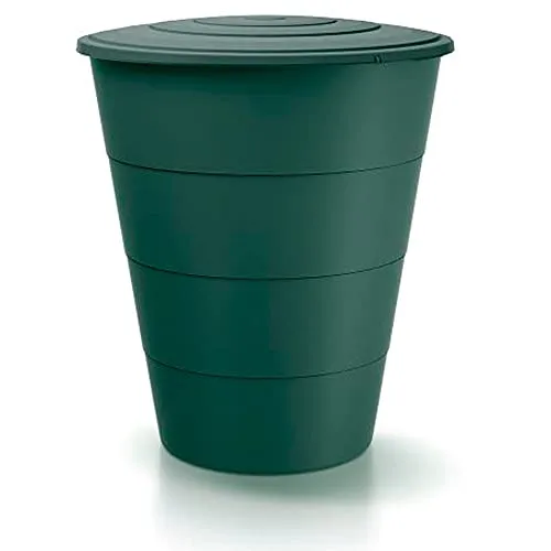 Regentonne 210L Regentonne aus glattem Kunststoff in der Farbe Waldgrün 75,3 (Länge) x 75,3 (Breite) x 86,5 (Höhe) cm