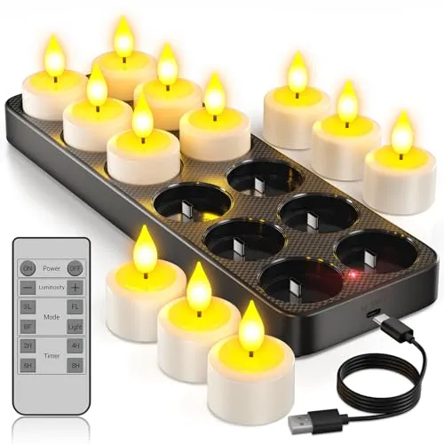 Yme Aufladbare Teelichter mit Timerfunktion und Ladestation von Yme