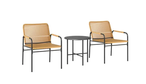 3-tlg Bistroset, Sitzgruppe, Gartengarnitur mit 2 Gartensesseln, Couchtisch, Outdoor-Möbel-Set 54 x 66 x 76 cm