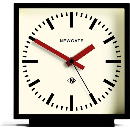 Newgate Amp Mantel Clock in Black with Red hands - Tischuhren | Stilvolle Kaminuhr im Bahnhofsdesign mit leisen Zeigern für ein ruhiges Ambiente und markantem Zifferblatt in Schwarz und Rot.