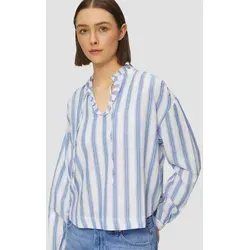 s.Oliver Langarmbluse Bluse Bluse mit Rüschen und Glitzergarn blau|bunt 4XL (48)