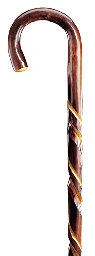 Gehstock Wanderstock ZIEGENHAINER aus Kastanienholz - Hochwertiger Rundhakenstock aus europäischem Kastanienholz, handgefertigt mit eleganten Schmuckfräsungen. Ideal für Damen und Herren bis 100 kg, bietet er Stabilität und Stil beim Gehen.