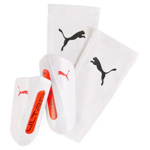 Puma Ultra Twist Sleeve Unisex Schienbeinschoner - Weiß Rot Größe S - Sportbekleidung-Sets: Innovativer Schienbeinschoner mit erstklassigem Tragekomfort und modernem Design, ideal für Kinder beim Training oder im Alltag.