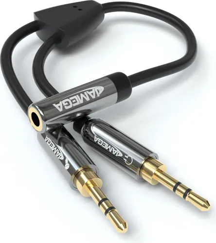 JAMEGA 0,2m Audio Splitter Kabel - Y-Adapter für Headset und Aux, ideal für das gleichzeitige Hören von Musik und Telefonieren