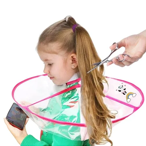 GUSTO Friseursalon Haarschneideumhang Cape für Haarschnitt Friseur Schürze Tuch Werkzeug mit Friseur Nackenpinsel (Rosa)