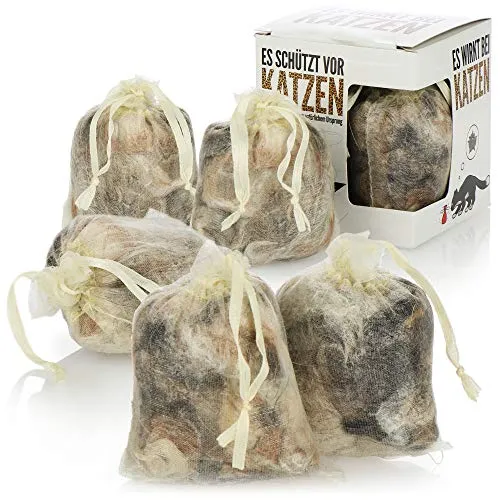 com-four® 6X Katzenschreck, tierfreundliche Haus- & Wildkatzenabwehr, unschädliches Fernhaltemittel aus Hundehaaren, Haustierabwehr & Wildtierabwehr