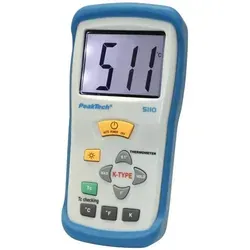 PeakTech 2-Kanal Profi Digital Thermometer - Digitale Laborthermometer mit großem Display, misst Temperaturen von -50 bis +1300°C und bietet eine Temperaturdifferenzmessfunktion für präzise Messungen.