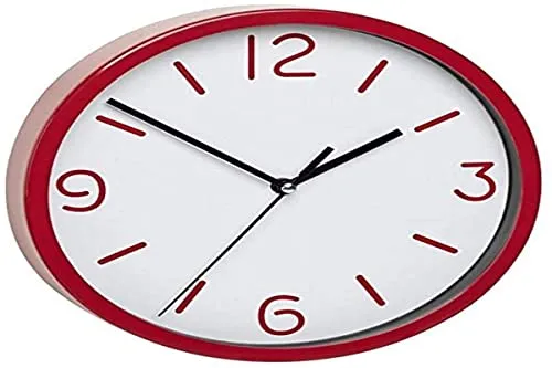 TFA Dostmann Analoge Wanduhr TFA 60.3033 mit geräuscharmem Uhrwerk (Rot)