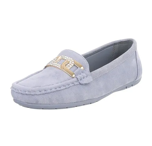 Ital-Design Mokassin mit Glitzerdetails für Damen, vielseitig und bequem Slipper (91554480) Flach Mokassins in Hellblau