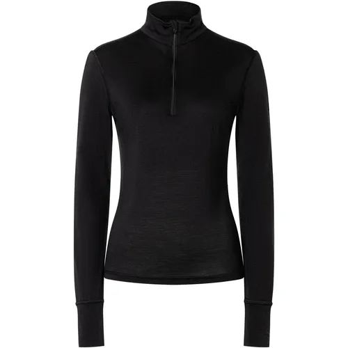 Super.Natural W TUNDRA175 Zip 1/4 jet black (872) S - Funktionsunterwäsche für Damen, geruchsabweisend und ideal für ganzjährige Outdoor-Aktivitäten dank leichtem Merino-Mix und anpassbarem 1/4 Reißverschluss.