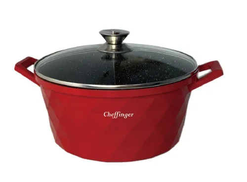 Cheffinger Kochtopf Alu Guss Ø32cm mit Glasdeckel - Gemüsetopf mit 3-schichtiger Antihaft-Marmorbeschichtung, ideal für alle Herdarten inklusive Induktion. Leicht zu reinigen und hitzebeständig für perfekte Ergebnisse.