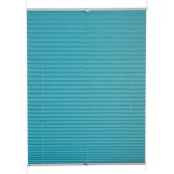 K-HOME Plissee Klemmfix Pisa, verdunkelnd, ohne Bohren, verspannt, Klemmfix blau 90 cm x 130 cm