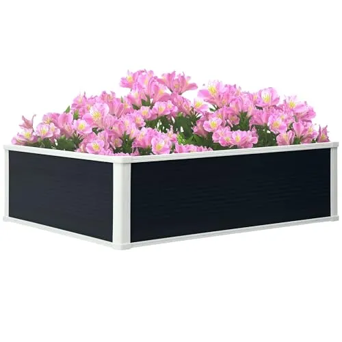 Outsunny Hochbeet Blumenkasten mit Drainagefunktion - Hochbeete-Kit mit 100 x 80 cm Pflanzfläche für gesunde Pflanzen. Ideal für Gemüse und Kräuter, schützt vor Unkraut und Schädlingen.