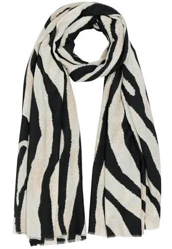 Caspar Warmer Damen Schal Halstuch mit Zebra Motiv für Herbst & die Übergangszeit - SC548, Farbe:beige, Größe:One Size