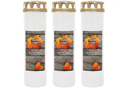 HS Candle Grabkerze 170h Brenndauer (3-tlg), H26cm x Ø7cm, wind- & wetterfest, sofort einsatzfähig