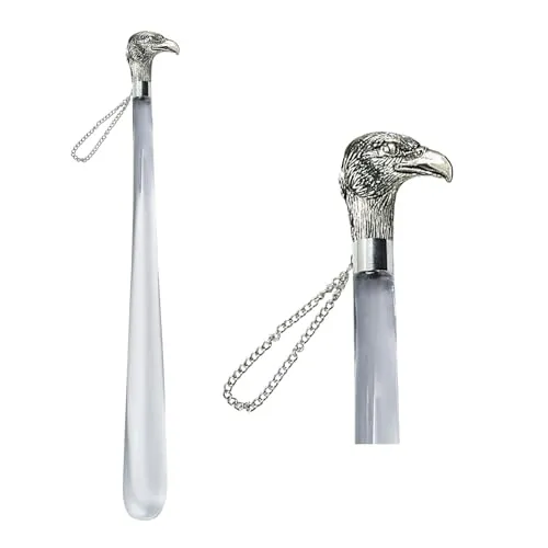 DELFA Design Schuhanzieher Schuhlöffel 50 cm mit Griff Motiv ADLER - transparent