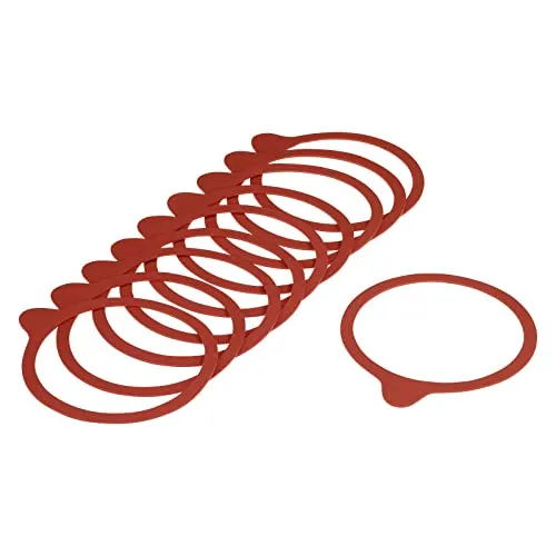 Westmark 10 Einkoch-Gummiringe mit Lasche für Einmach-/Weckgläser, Größe: 112 x 128 mm, Rot, 40242251