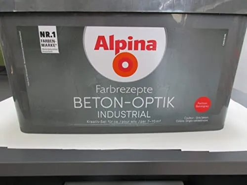 Alpina Farbrezepte BETON-OPTIK Set Betongrau - Betonfarben Set für kreative Projekte, inklusive 3L Basis und 1L Finish für eine coole Beton-Optik auf 7–10m², wasserverdünnbar und geruchsarm.