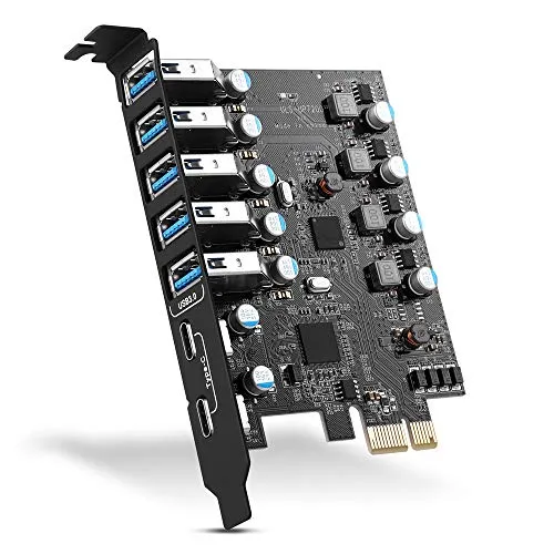 YEELIYA 7 Port PCIe USB 3.0 Karte, PCI Express Erweiterungskarte Interner USB3 Hub Konverter für Windows 10/8/7/XP