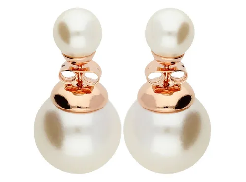 LÖB Paar Ohrstecker 18K Roségold vergoldet - Ohrstecker mit doppelten Perlen in elegantem Design, perfekt als Geschenk für Frauen. Inkl. Schmuckbox, ideal für besondere Anlässe wie Geburtstage oder Weihnachten.