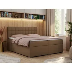 MKS Boxbett Braun 180x200 cm - Boxspringbett mit PREMIUM-Matratze und doppeltem Aufbewahrungskasten, ideal für optimalen Schlafkomfort und Platzersparnis im Schlafzimmer.