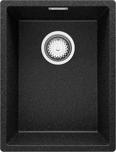 PRIMAGRAN Spülbecken Anthrazit 36x47cm - London Slim S003 - 1 Becken Küchenspüle, kratzfest und robust, ideal für Unterschränke ab 40 cm, mit modernem Design und viel Platz für Geschirr.