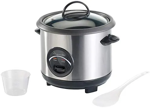 Rosenstein & Söhne Edelstahl-Reiskocher RK-600 - Reiskocher mit 0,6 Liter Fassungsvermögen und automatischer Warmhaltefunktion, ideal für perfekten Reisgenuss ohne Aufsicht.