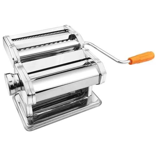 Ghazpmuk Manual Pasta Machine, für Tagliatelle Spaghetti Lasagna Ravioli | Nudelmaschine with 6 Adjustable Thicknesses for Pasta, Pasta Maker with 2 Widths, Pastamaschine, Pastamaker Stainless Steel
