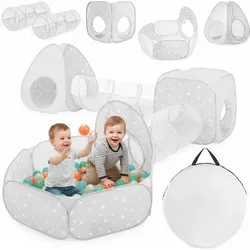 Mamabrum Spielzelt Set 5in1 mit Tunneln & Bällebad für Kinder