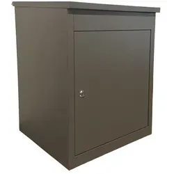 Paketbox aus Eisen – Wetterfester Paketbriefkasten - Robuste Paketbox aus Eisen in Dunkelgrau, abschließbar und wetterfest. Ideal für die sichere Aufbewahrung Ihrer Pakete. Maße: 45,5 x 56 x 44 cm, inklusive 4 Schlüsseln und Montagezubehör.